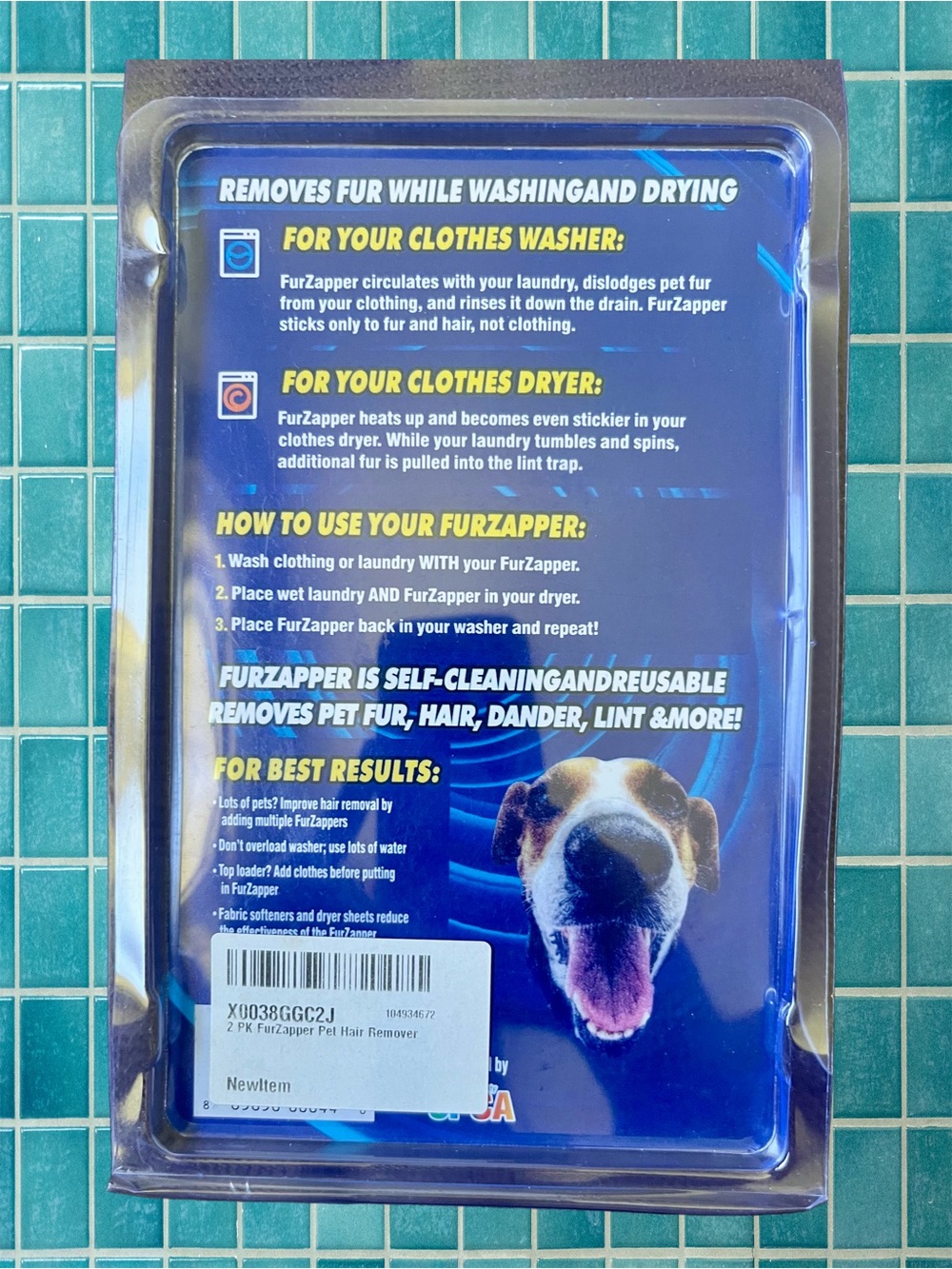 NWT 2 Pk FurZapper Pet & Lint Remover Silicone Reusable Hypoallergenic Laundry - Picture 3 of 5